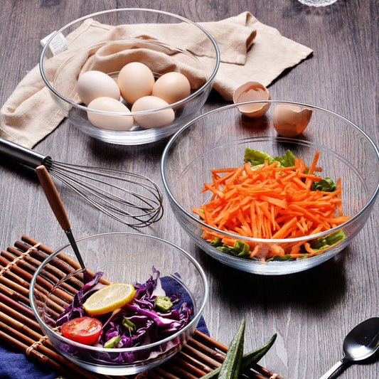Lizun Clear Glass Vegetable Salad Bowl Set Single Japanese Style Lead-Free Glass Bowl Household Soup Bowl Fruit Bowl Wholesale