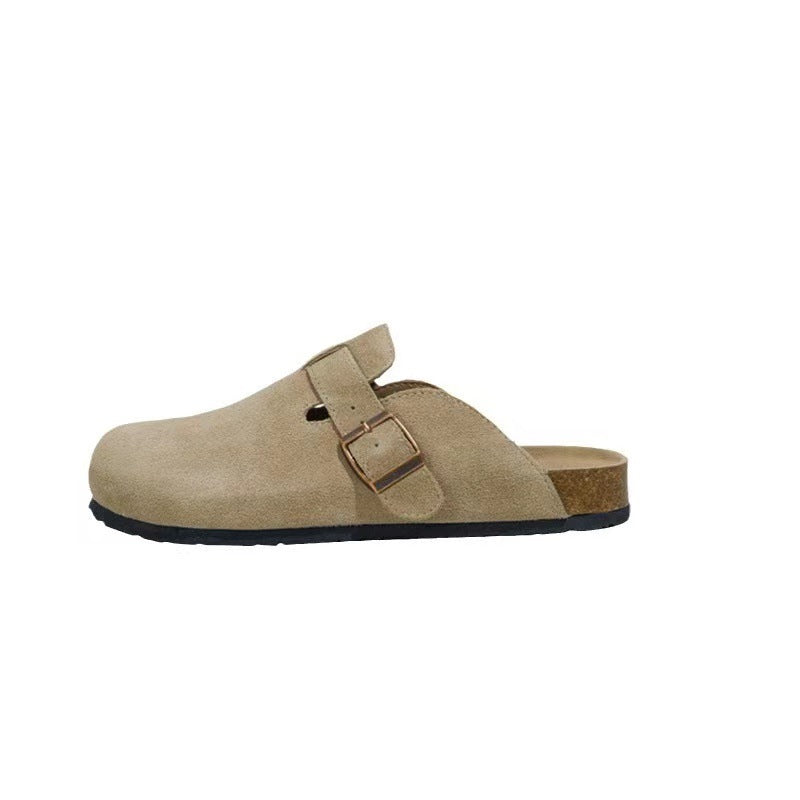 New Baotou flat slippers women's spring and autumn new retro fashion versatile Birkenstock shoes women's wear non-slip