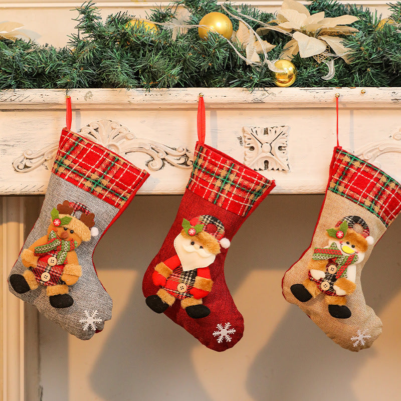New Christmas decoration Christmas Eve Christmas stocking pendant gift Santa Claus kids Christmas gift bag wholesale