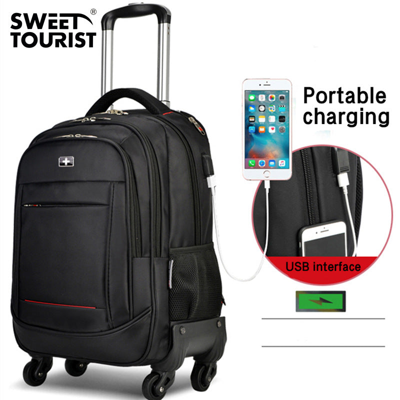 Factory direct sale anti-water repellent trolley backpack spinner wheel business travel trolley bag men's multi-functional trolley luggage