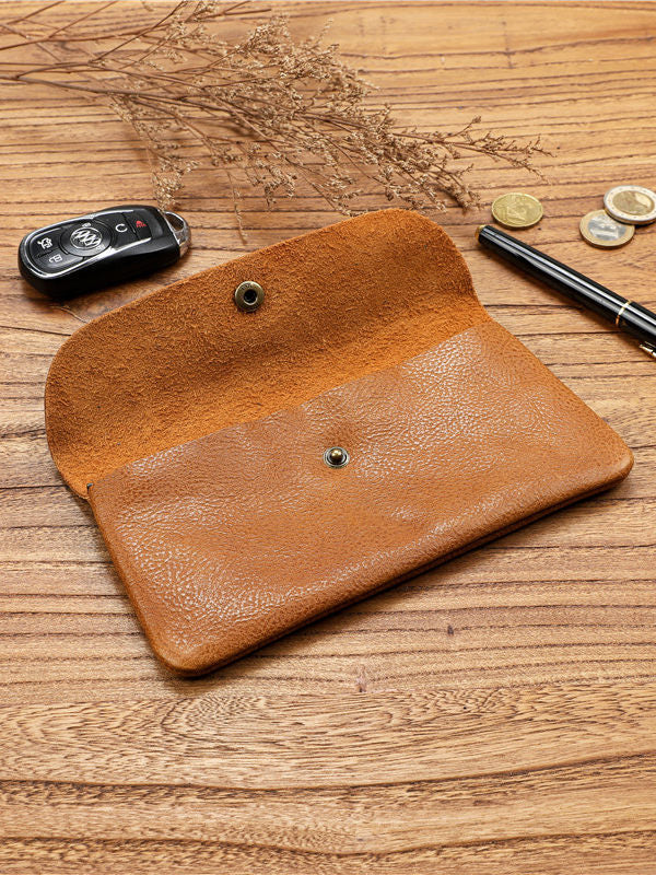 Men's long first layer cowhide wallet, ultra-thin leather wallet, large-capacity schoolgirl wallet, simple mobile phone bag tide