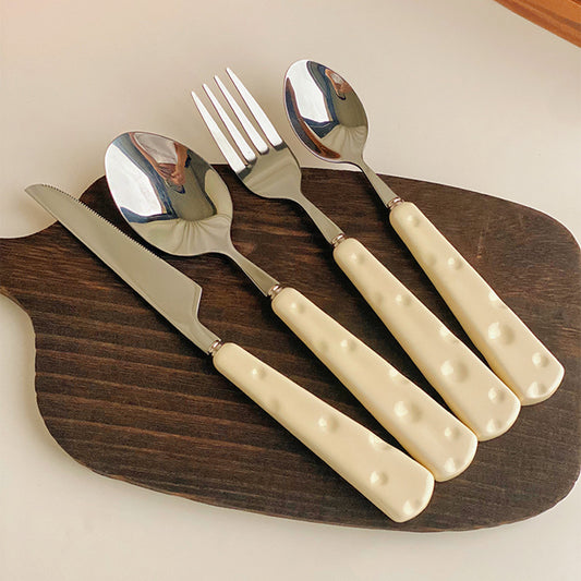 Knife and fork cutlery western food 304 stainless steel dessert spoon steak pasta fork ceramic coffee spoon custard ins set