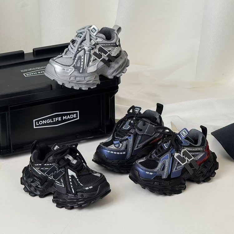 Children's Sneakers Fall 2026 New Breathable Tire Sole Running Shoes for Boys Fashion Mesh Daddy Shoes for Girls