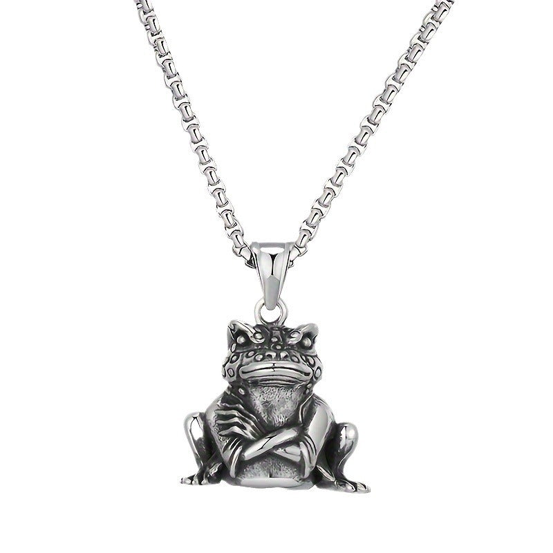 Fashion accessories men's European and American hiphop hip hop trend brand golden toad necklace long wholesale cross-border