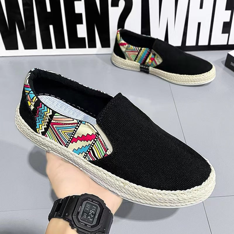 Ice silk shoes men's summer breathable thin canvas casual sneakers slip-on men's soft bottom non-slip all-match big toe shoes