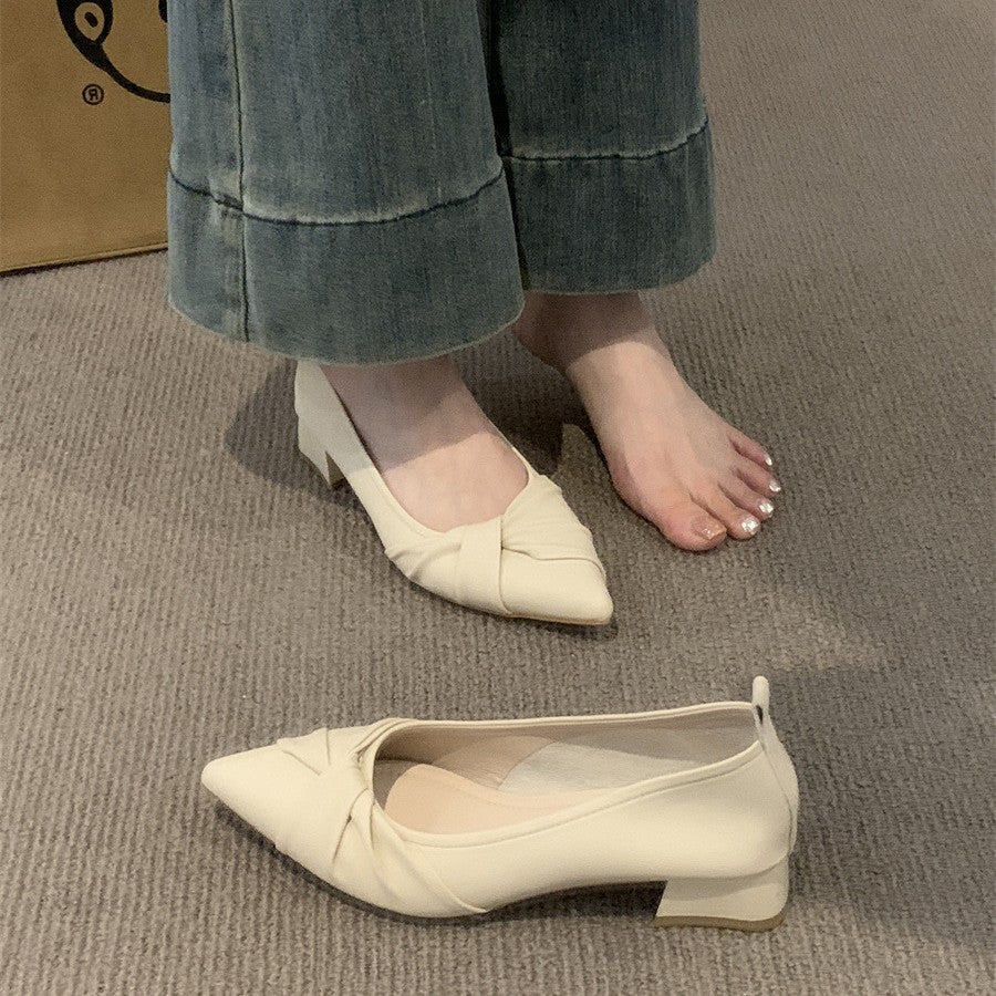 French evening style pointed toe single shoes women's shoes versatile pumps with pumps in the spring and autumn of 2024 new with skirt temperament scoop shoes