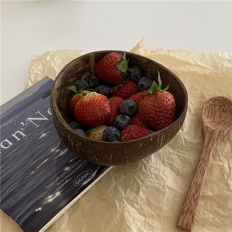 Niche creative coconut bowl, yogurt salad bowl, ins-style blogger, same fruit bowl, potbelly bowl, coconut spoon