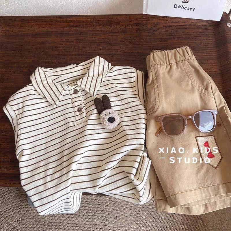 Boys' summer suit 2025 new children's Korean version sleeveless two-piece set baby summer foreign style thin trendy children's clothing