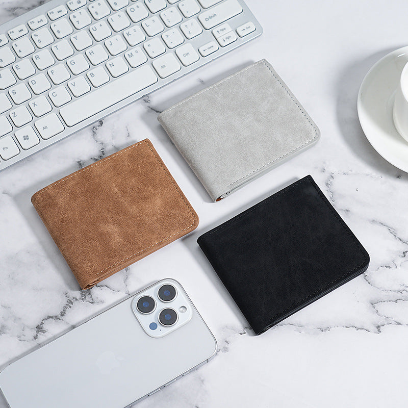 Japanese Muji Frosted Wallet Card Case All-in-One Men's Ultra-Thin Short Wallet Soft Leather Wallet Multi-Card Wallet