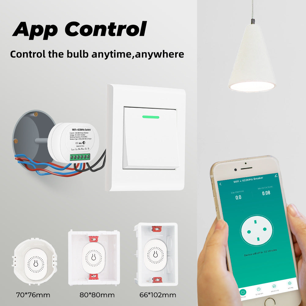 Tuya smart home wifi433 wireless on-breaker cassette control switch light remote control APP intelligent control