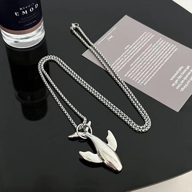 European and American trends ins cool style sweater chain fashion simple men's women's pendant small whale necklace jewelry