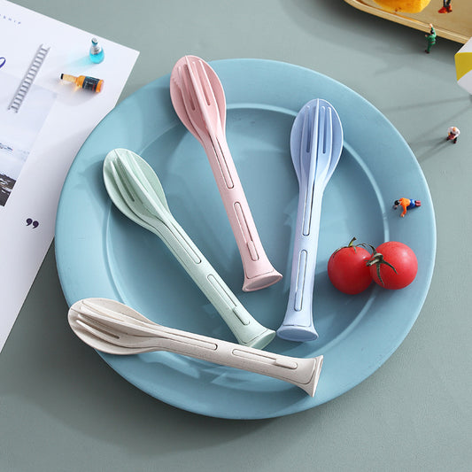 Three-in-one portable knife fork spoon