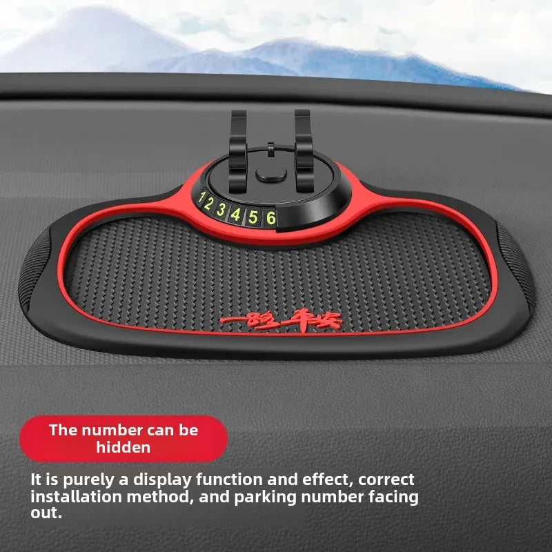 Car car anti-slip mat, mobile phone holder, temporary parking number plate, swan 3-in-1 general purpose car interior supplies