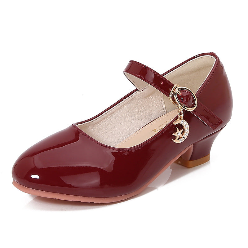Girls High Heels 2025 New White Princess Leather Kids Shoes Performance Student Shoes 25-40 Size Kids Dance Shoes 5