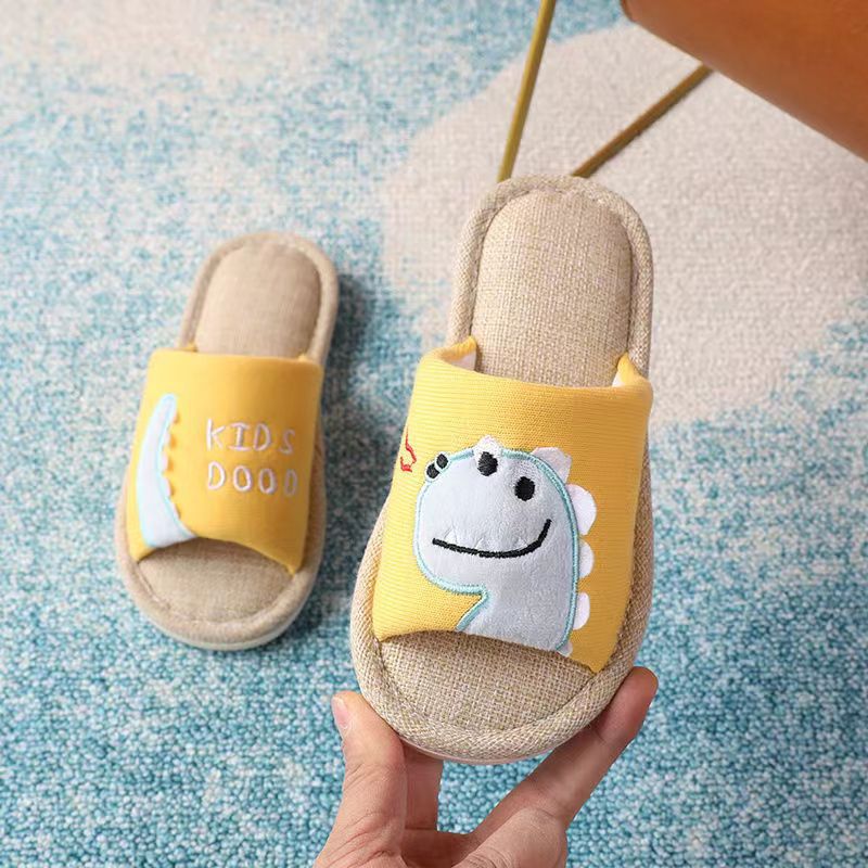 [Clearance] children's linen slippers home non-slip indoor men and women cartoon cotton spring and autumn slipper