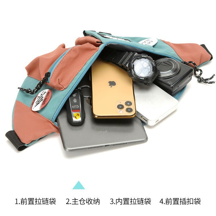 Men's bag casual mobile phone bag crossbody weight reduction sports chest bag canvas chest bag boys light sports