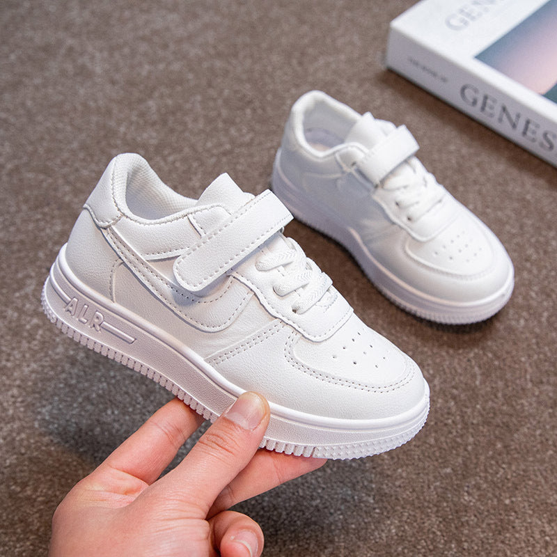 Children's small white shoes breathable spring and summer universal white sneakers, primary school school school net shoes, girls white board shoes
