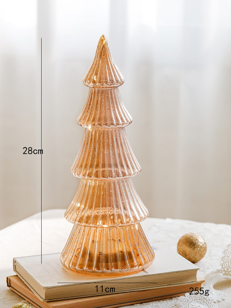glass christmas tree table top glow ins ornament decorate festive atmosphere party window christmas gifts