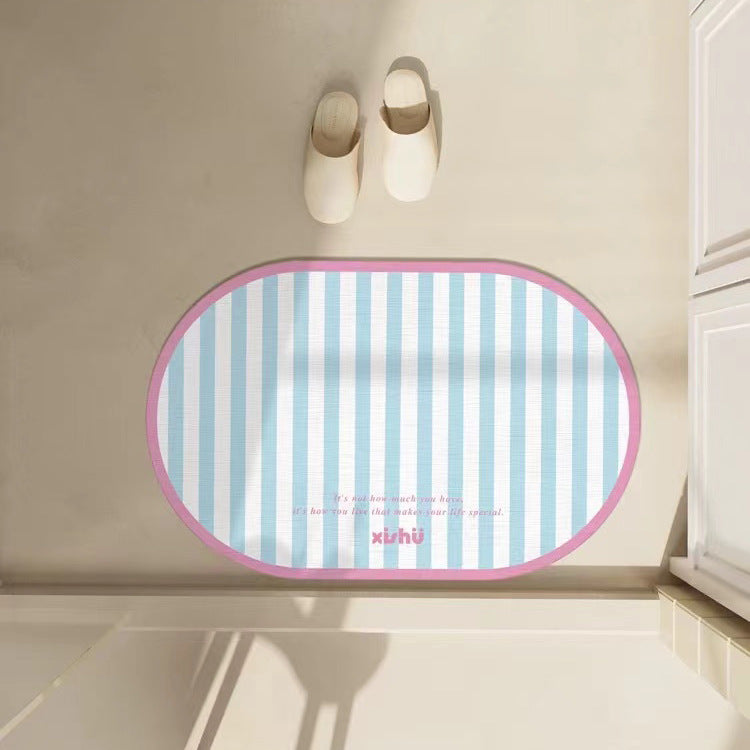 Soft diatom mud absorbent mat, bathroom door floor mat, cream style bathroom floor mat, sink bathroom anti-slip mat