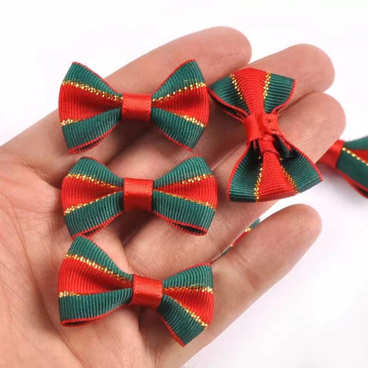 Cross border bow decoration Christmas bow crafts mini bow red and green ribbon bow diy
