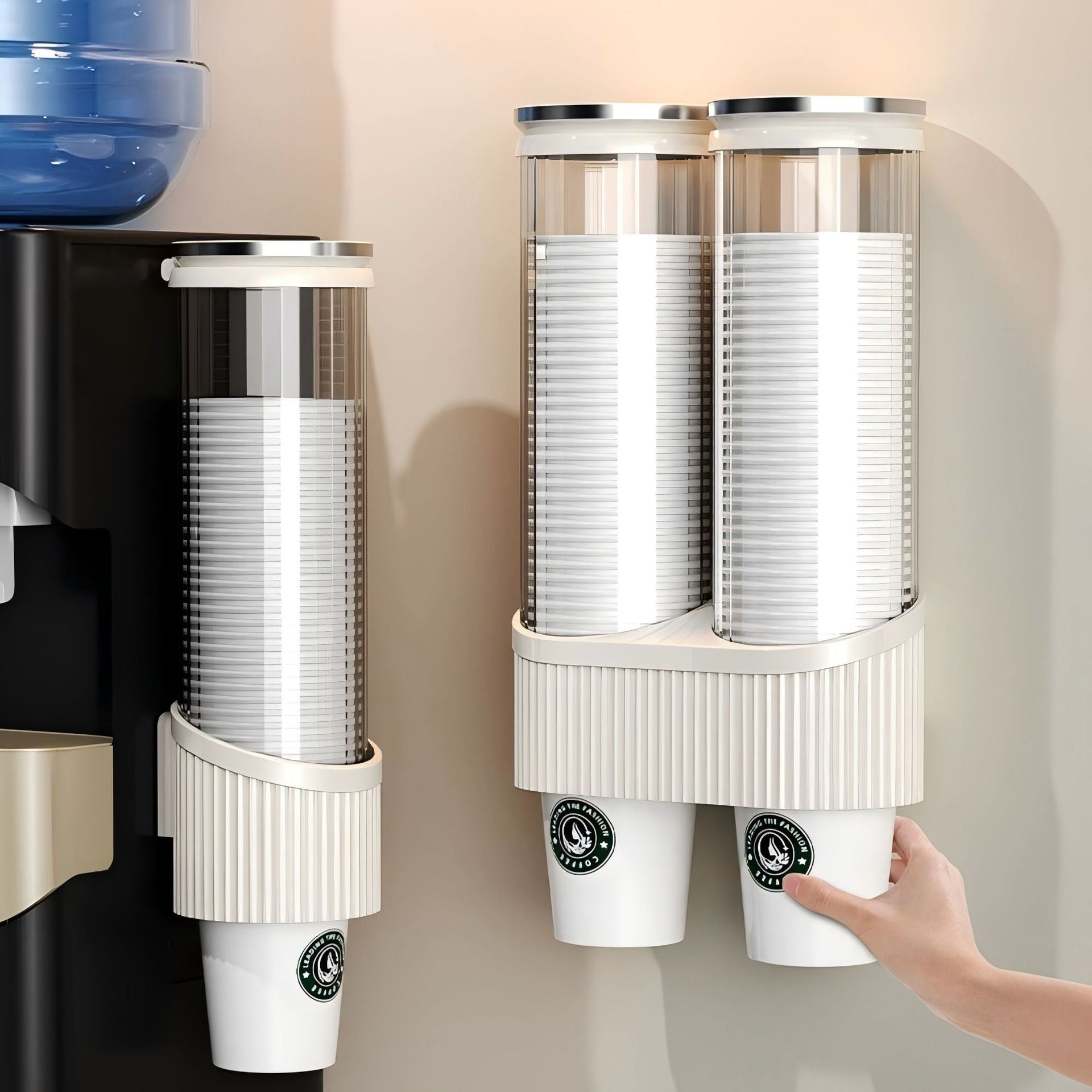Disposable cup wall-mounted cup dispenser, water dispenser, high-end paper cup holder, water cup storage rack, bar storage