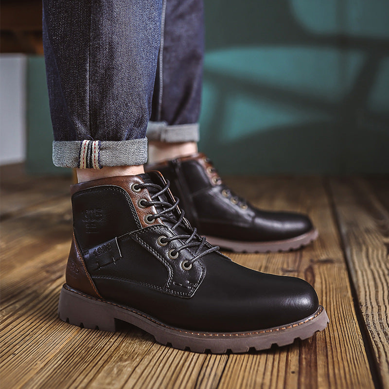 Amazon cross-border new Martin boots, shoes, men's shoes, vintage British leather boots, fashion high-top workwear style boots