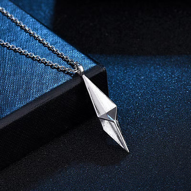 European and American cold wind geometric diamond necklace Japanese and Korean version silver hip hop style retro hip man personality domineering men's pendant