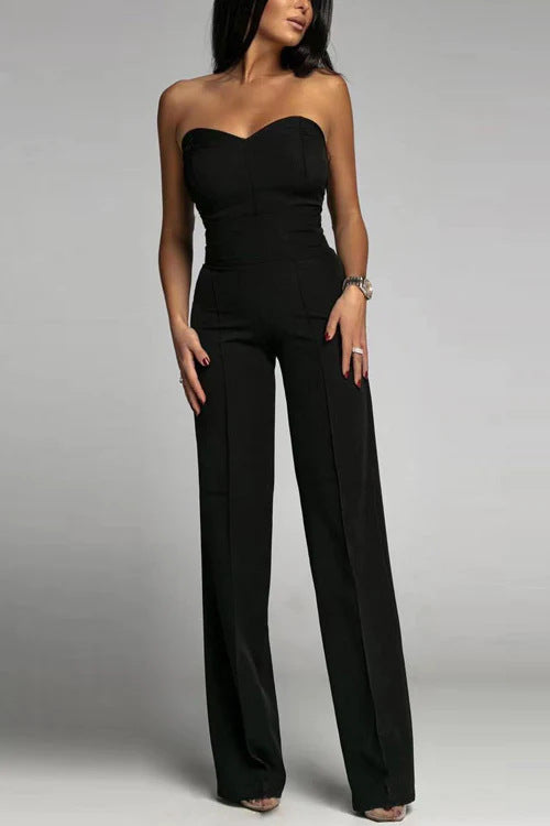 Cross-border spring and summer new women's clothing European and American foreign trade Amazon new sexy slim bandeau straight-leg jumpsuit