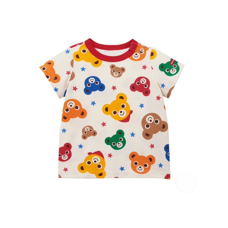 Children's clothing: boys and women's cartoons, Japanese fashion brands, printed stars, bear heads, short-sleeved tops, T-shirts, and T-shirts