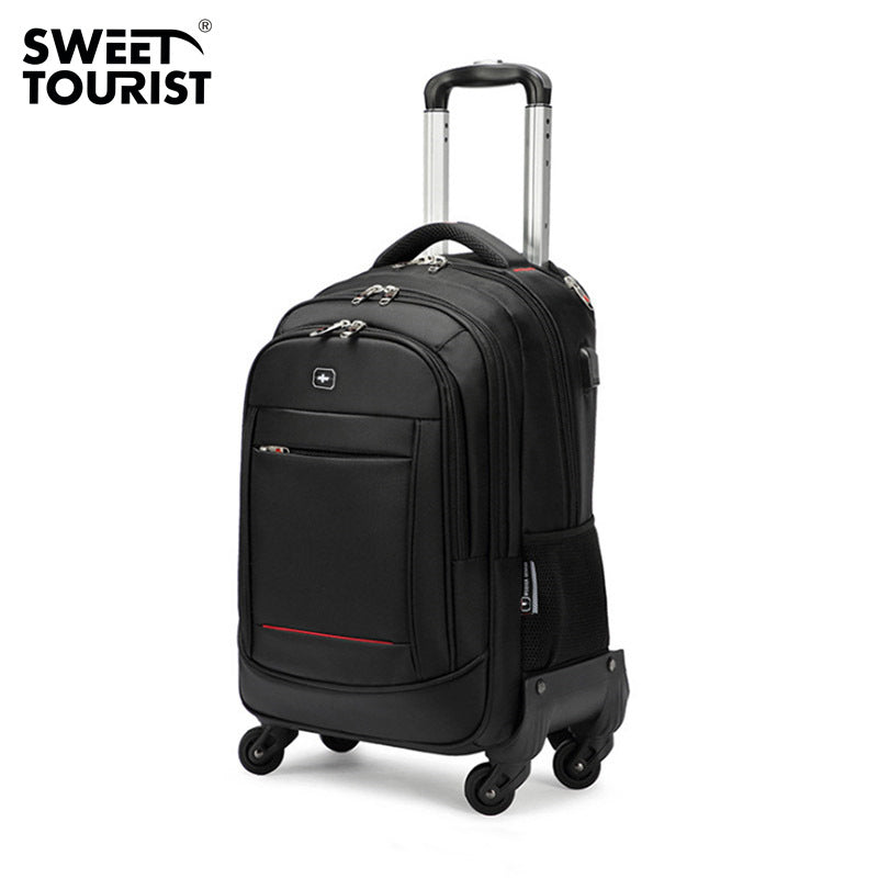 Factory direct sale anti-water repellent trolley backpack spinner wheel business travel trolley bag men's multi-functional trolley luggage