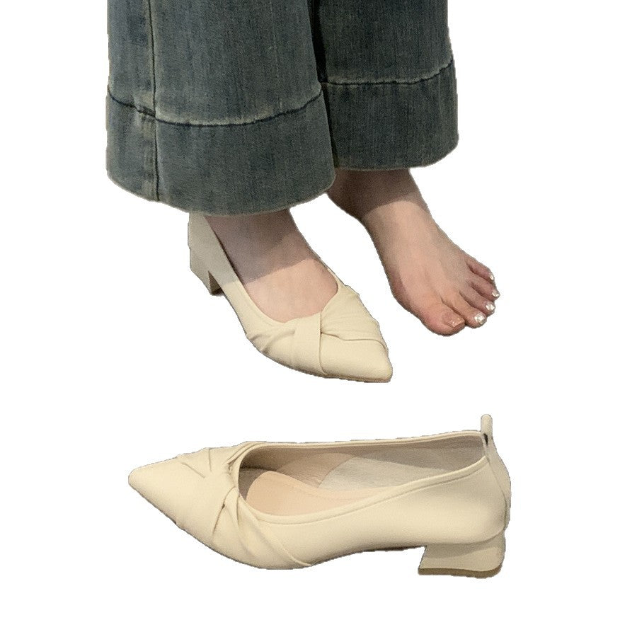 French evening style pointed toe single shoes women's shoes versatile pumps with pumps in the spring and autumn of 2024 new with skirt temperament scoop shoes