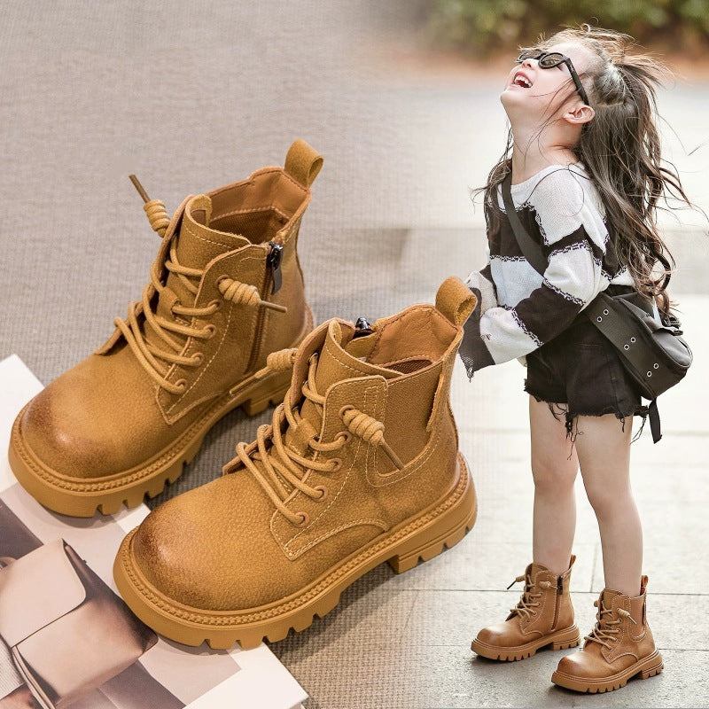 Martin boots girls 2025 new autumn and winter children's boots British knight boots girls outdoor soft-soled non-slip boots