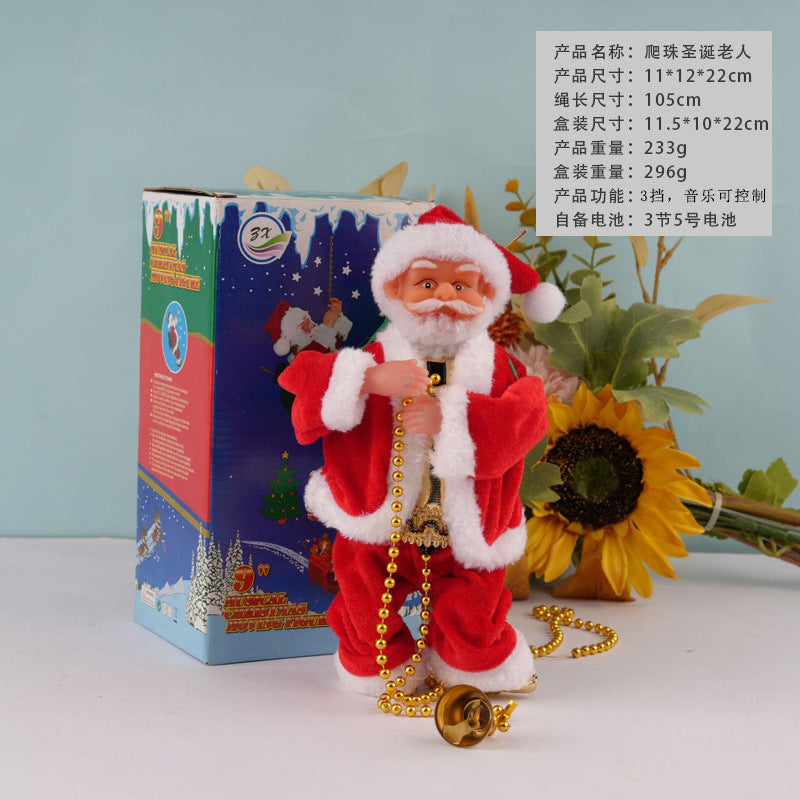 Climbing beads Santa music electric doll climbing rope old man Christmas gift gift Christmas decorations