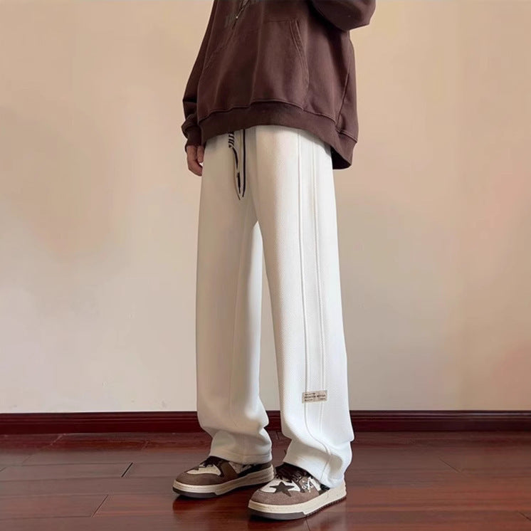 Trendy brand casual pants men's loose spring and autumn new drawstring sweatpants teen students high-quality sweatpants