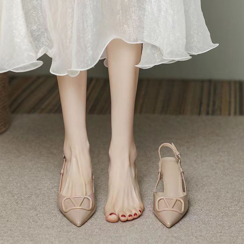 High Heels Women's French Spring Summer Pumps Plus Size Fashion 2024 Nude Small Fragrance Versatile Stiletto Heel Toe