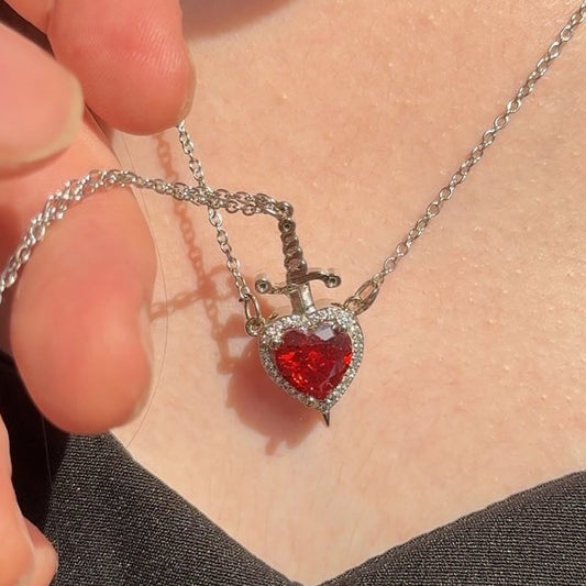 European and American cross-border Valentine's Day, one arrow piercing the heart, dagger sword, pendant, double-layer love necklace, anime alloy jewelry