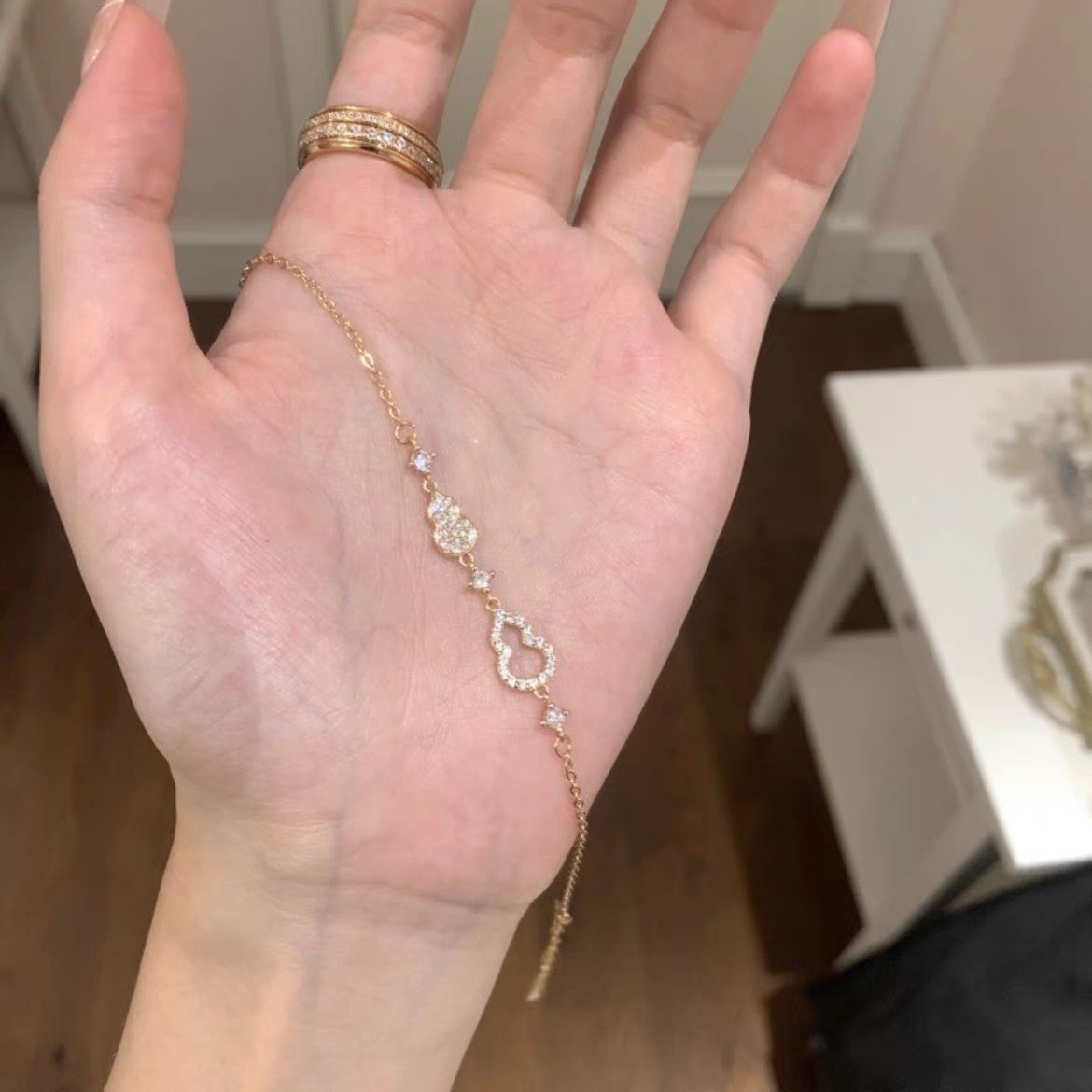 National tide Fulu double gourd bracelet women's simple niche diamond-studded ins style bracelet ethnic style accessories girlfriend gifts