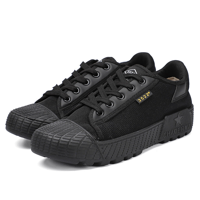 Liberation shoes men's anti-slip wear-resistant construction site work farm shoes labor protection shoes low-top canvas breathable anti-odor rubber shoes wholesale