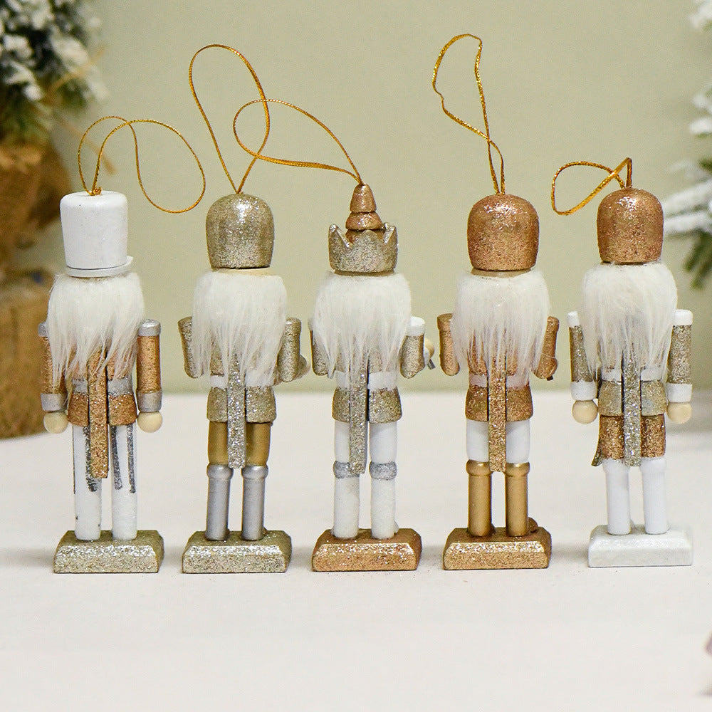 13CM Glitter Nutcracker Puppet European and American New Year Gifts Wooden Crafts Home Decoration Christmas Day Soldier