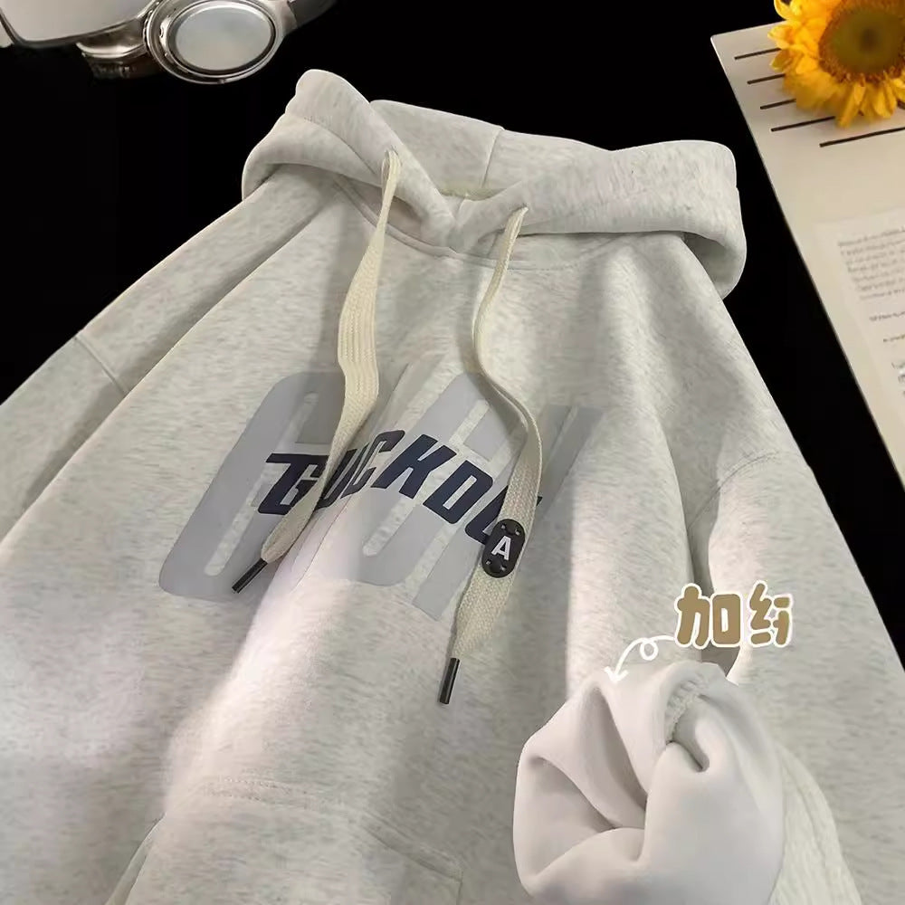 Heavyweight stiff hooded sweatshirt men's spring and autumn American fashion brand youth autumn and winter burgundy fleece hoodie jacket
