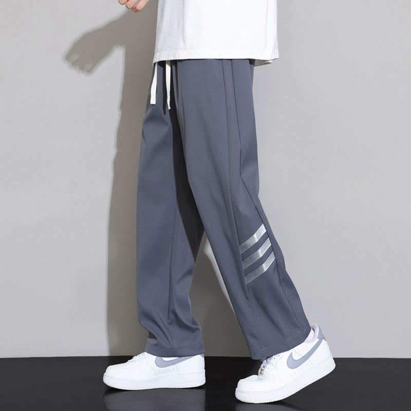 Junior high school students summer pants drape ice silk teen loose straight leg sweatpants men's slacks quick-dry