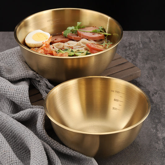304 stainless steel cold noodle bowl high value with scale household fruit salad bowl bibimbap bowl ins style korean tableware