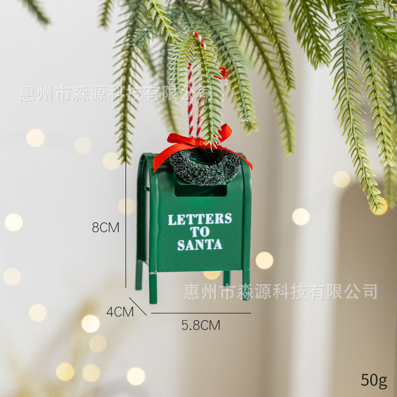 Cross-border Christmas wreath mailbox pendant Christmas tree decoration desktop landscaping ornament festive atmosphere decoration