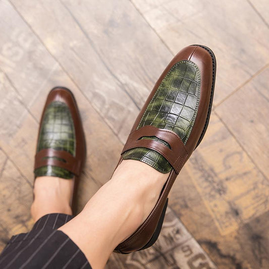 2025 Autumn New Leather Shoes Fashion Trend Business Dress Shoes One Foot Slip Casual Slip Foot Male Youth Leather Shoes