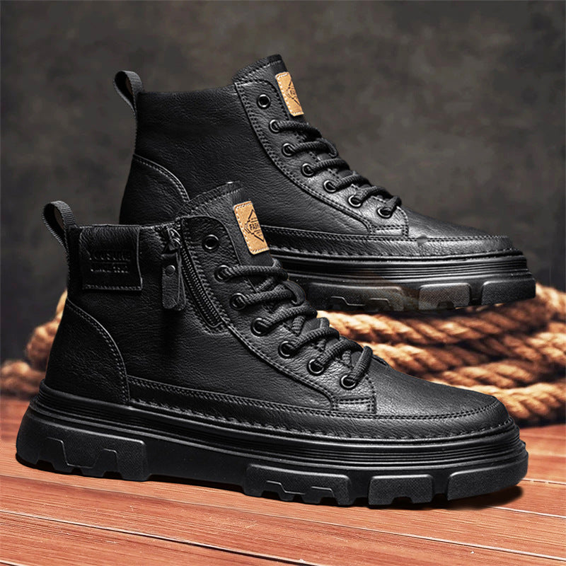 Men's shoes 2025 fall/winter new high-top retro cargo shoes men's outdoor platform casual Martin boots are trendy and universal