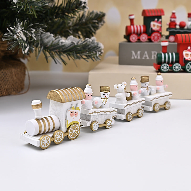 2024 Cross-border Wooden Four Festival Five Star Train Christmas Decoration Ornament Holiday Gifts