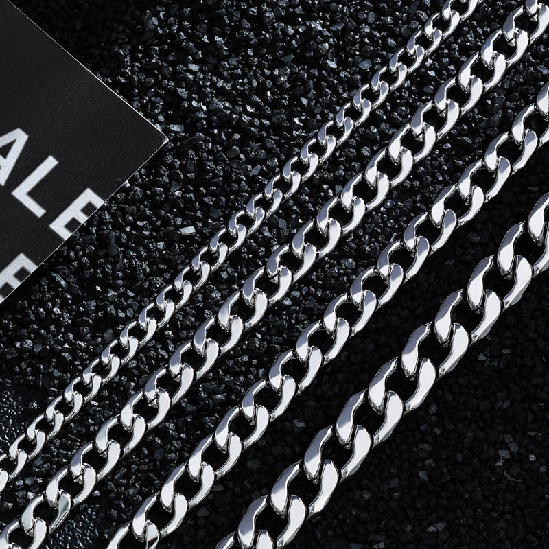 Non-fading necklace men's Cuban chain hip hop versatile stainless steel chain trendy woman NK European and American cross-border accessories