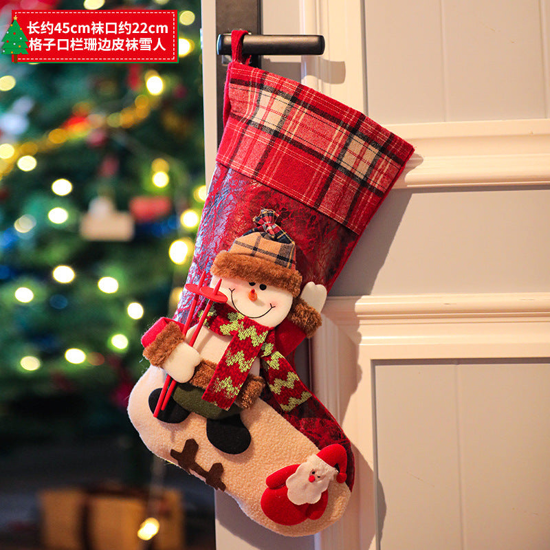 New Christmas decoration Christmas Eve Christmas stocking pendant gift Santa Claus kids Christmas gift bag wholesale