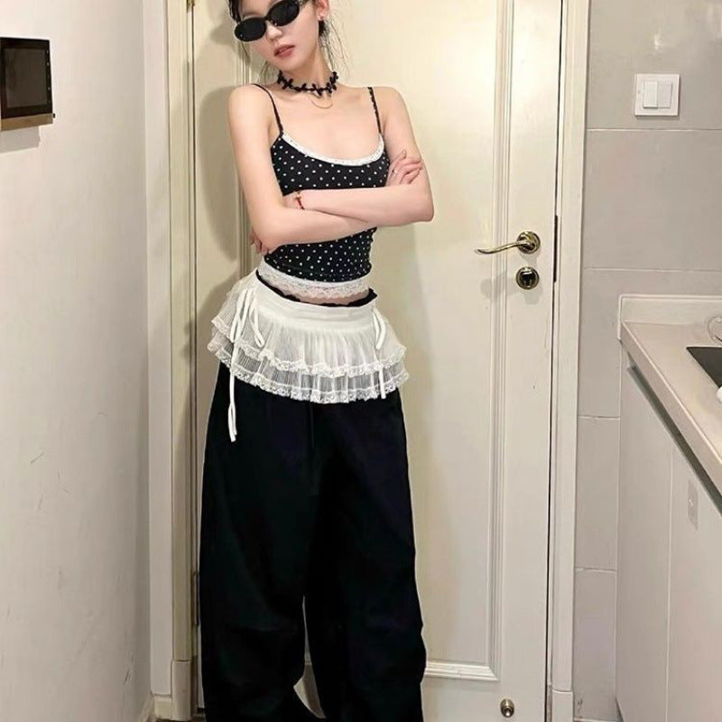 Korean lace layered cake skirt skirt, elastic waist fart curtain versatile lace