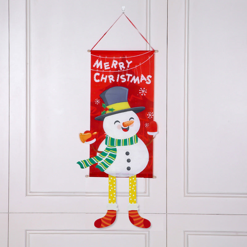 Cross-border classic plaid Christmas flag decoration couplet lantern elf family restaurant KTV shopping mall holiday decoration